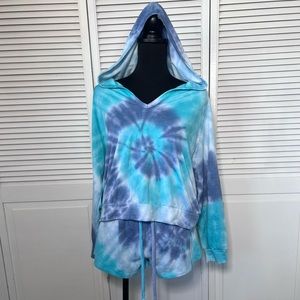 NWT Anthropologie Maronie Blue/Purple Tie Dye Short & Sweatshirt Set Small
